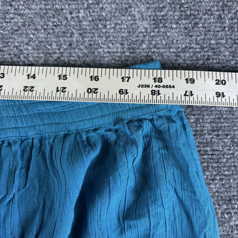 Diane Von Furstenberg Crinkle Skirt Womens 36x32 Blue Rayon Elastic Waistband